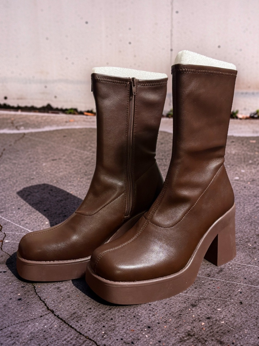 Steve Madden Klayten Women’s Brown Platform Block Heel Boots